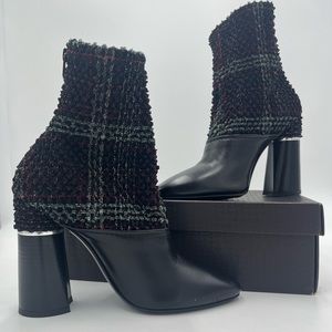 3.1 Phillip Lim Kyoto Leather & Tweed Sock Boots Size 38 (US 7)
